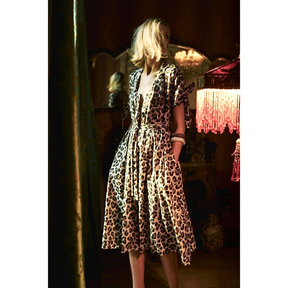 NWT ZARA ANIMAL PRINT SHIRT DRESS ZW COLLECTION M